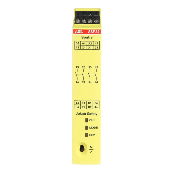 ABB 2TLA010052R0400, SSR32, Güvenlik Rölesi, Manuel Reset Fonksiyonlu, 0.5sn Kapama Gecikmeli, 2NA+2NK(Gecikmeli), 24 Volt DC