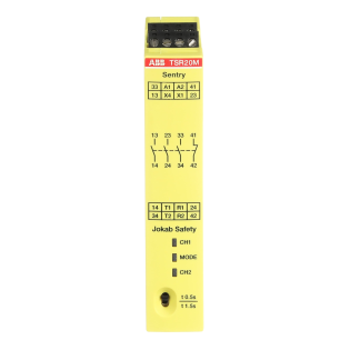ABB 2TLA010061R0100, TSR20M, Güvenlik Rölesi, 0.5sn veya 1.5sn Kapama Gecikmeli, 3NA+1NK, 85-265 Volt AC/120-375 Volt DC