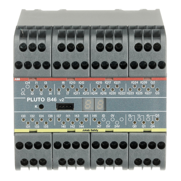 ABB 2TLA020070R1700, Pluto B46, Programlanabilir Güvenlik Kontrolörü, 40 Giriş, 6 Çıkış, 3 Analog Giriş, 16 Normal Çıkış, Haberleşme Veriyollu