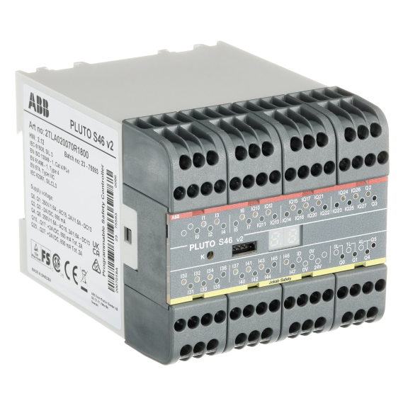 ABB 2TLA020070R1800, Pluto S46, Programlanabilir Güvenlik Kontrolörü, 40 Giriş, 6 Çıkış, 3 Analog Giriş, 16 Normal Çıkış