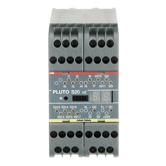 ABB 2TLA020070R4700, Pluto S20, Programlanabilir Güvenlik Kontrolörü, 16 Giriş, 4 Çıkış, 1 Analog Giriş, 8 Normal Çıkış