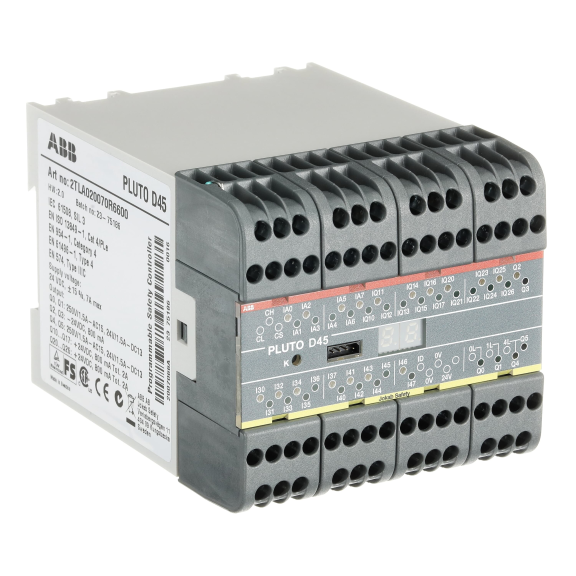 ABB 2TLA020070R6600, Pluto D45, Programlanabilir Güvenlik Kontrolörü, 39 Giriş, 6 Çıkış, 8 Analog Giriş, 15 Normal Çıkış, Haberleşme Veriyollu