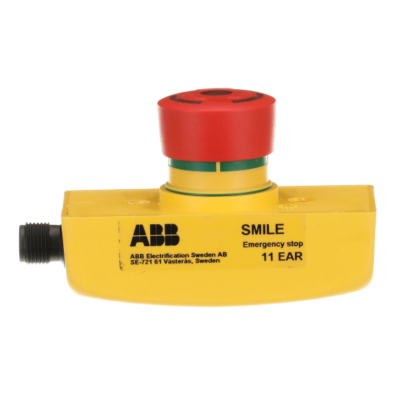ABB 2TLA030051R0100, Smile 11 EAR, Acil Durdurma Butonu, Kompakt Gövde, Panel Montaj, 2NK, M12 5 Pinli Erkek Konnektör, IP65