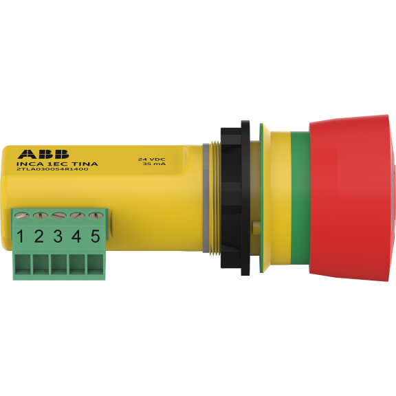 ABB 2TLA030054R1400, INCA 1 EC Tina, Acil Durdurma Butonu, Kompakt Gövde, Panel Montaj, DYNlink, Terminal Blok, IP65