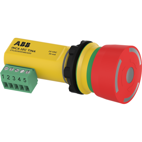 ABB 2TLA030054R1400, INCA 1 EC Tina, Acil Durdurma Butonu, Kompakt Gövde, Panel Montaj, DYNlink, Terminal Blok, IP65