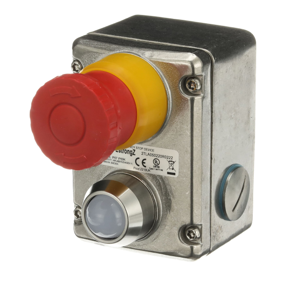 ABB 2TLA050220R0222, EStrongZ LED , Acil Durdurma Butonu, Metal Gövde, Harici Montaj, 2NA+2NK, C3xM20 Kanal, IP67