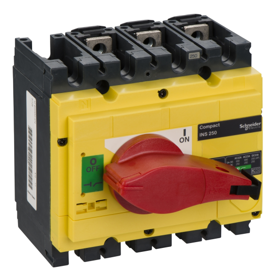 Schneider Electric 31126, ComPact INS, 250 Amper, 3 Kutuplu, Kırmızı-Sarı Yük Ayırıcı, 30 kA, INS250