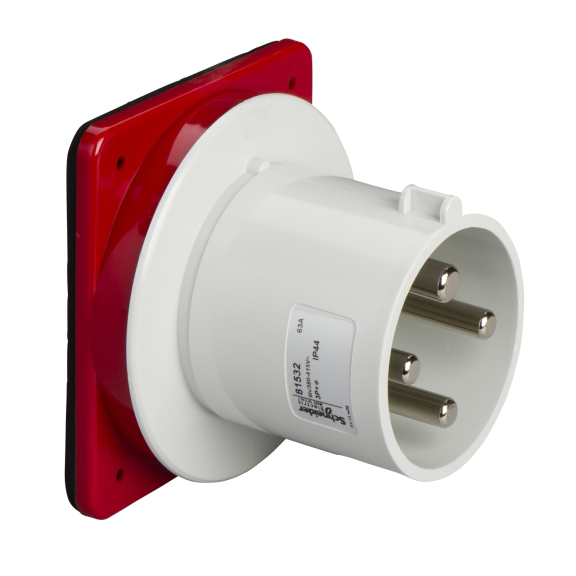 Schneider Electric 81532, Pratika, 4x63 Amper, 3P+T, Düz Makine Fişi, Vida Bağlantılı, IP44