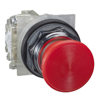 Schneider Electric 9001KR24RH13, Harmony Stil 9, Kırmızı, 35mm Mantar Kafalı, Yaylı Buton, 1K/A, 30mm