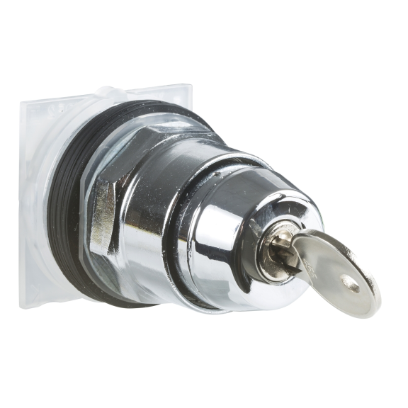 Schneider Electric 9001KS43K5R, Harmony Stil 9, Siyah, Kilitli Mandal Buton, 1-0-2 Konumlu, Kontaklar Harici Olarak Alınmalıdır, 30mm