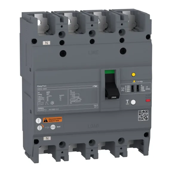 Schneider Electric EZCV250H4160, EasyPact EZCV, 160 Amper, 4 Kutuplu, 36 kA, Kaçak Akım Korumalı Kompakt Şalter, EZCV250H, TM160D
