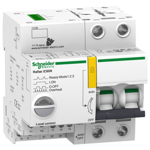Schneider Electric A9C62225, Acti 9 Reflex iC60, 25 Amper, 2 Kutuplu, Entegre Kontrollü Otomatik Sigorta, 10 kA, Ti24 Haberleşmeli