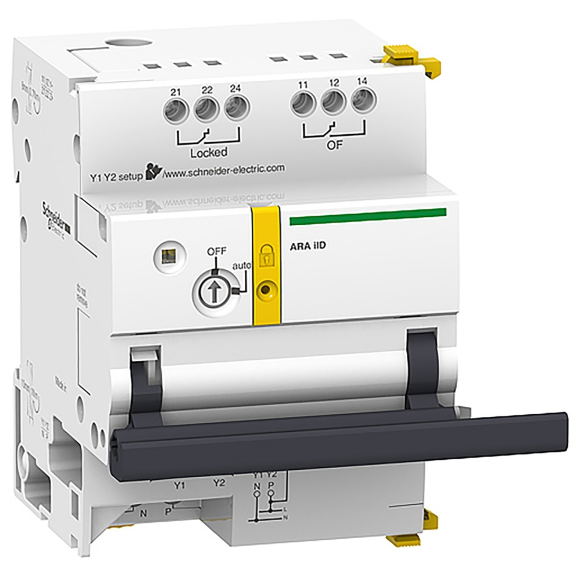 Schneider Electric A9C70344, Acti 9 ARA, 4 Kutuplu iID Kaçak Akım Koruma Röleleri için Otomatik Kapama Modülü