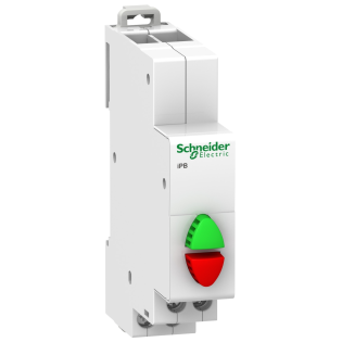 Schneider Electric A9E18034, Acti 9 iPB, Yeşil ve Kırmızı Butonlu, Ray Tipi Push Buton, 1NA+1NK