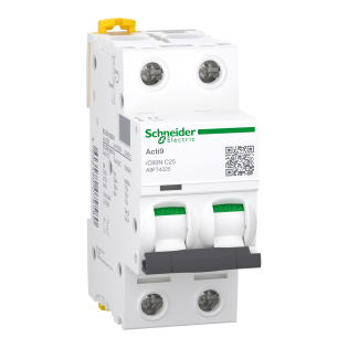 Schneider Electric A9F74225, Acti 9 iC60N, 25 Amper, 2 Kutuplu, C Tipi, Otomatik Sigorta, 6 kA, 2x25C