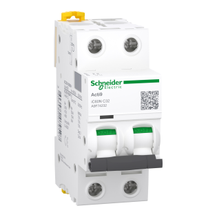 Schneider Electric A9F74232, Acti 9 iC60N, 32 Amper, 2 Kutuplu, C Tipi, Otomatik Sigorta, 6 kA, 2x32C