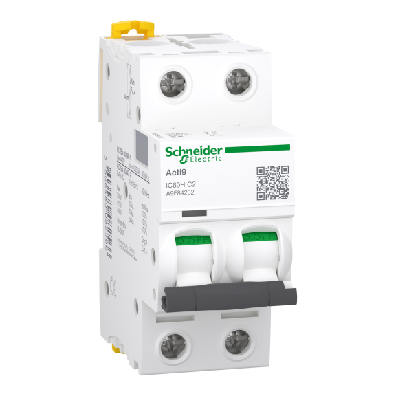 Schneider Electric A9F84202, Acti 9 iC60H, 2 Amper, 2 Kutuplu, C Tipi, Otomatik Sigorta, 10 kA, 2x2C
