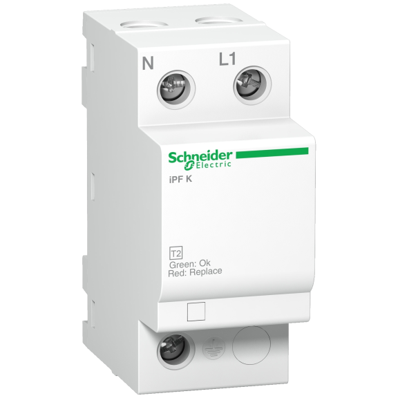 Schneider Electric A9L15692, Acti 9 iPF 20, AG Parafudr, 1 Kutup+Nötr, Tip 2, C Sınıfı, 20 kA