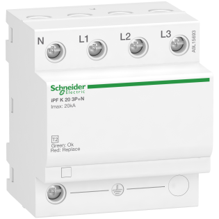 Schneider Electric A9L15693, Acti 9 iPF 20, AG Parafudr, 3 Kutup+Nötr, Tip 2, C Sınıfı, 20 kA