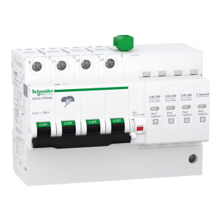Schneider Electric A9L16294, Acti 9 iQuick PRD40r, Sigorta Korumalı AG Parafudr, 3 Kutup+Nötr, Tip 2, C Sınıfı, 40 kA