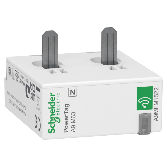 Schneider Electric A9MEM1522, Acti 9 PowerTag, 63 Amper, 2 Kutuplu, Wireless Enerji Sensörü, Alttan Montaj, Kablosuz