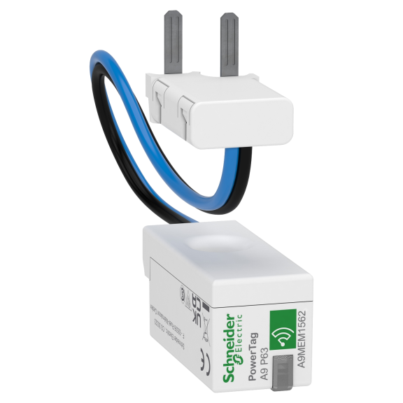 Schneider Electric A9MEM1562, Acti 9 PowerTag, 63 Amper, 2 Kutuplu, Wireless Enerji Sensörü, Alttan Montaj, Kablolu