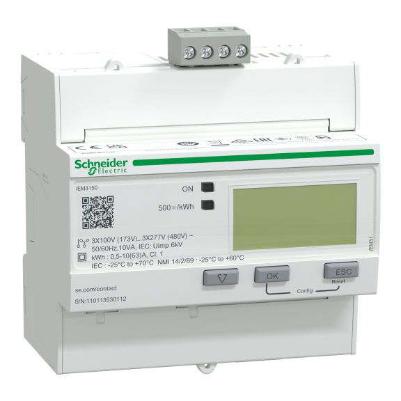 Schneider Electric A9MEM3150, Acti 9 iEM3000, 63 Amper, iEM3150, Enerji Ölçer, Modbus