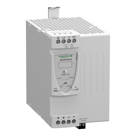 Schneider Electric ABL8RPS24100, Phaseo ABL7, 240 W, 10 Amper, 24 Volt DC, Ray Tipi Güç Kaynağı, Monofaze 100-120 Volt AC veya 200-500 Volt AC Giriş Gerilimi