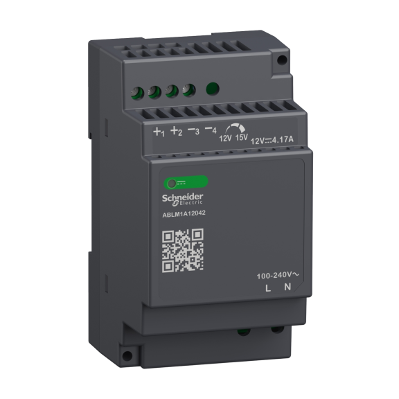 Schneider Electric ABLM1A12042, Phaseo ABL7, 50 W, 4.2 Amper, 12 Volt DC, Ray Tipi Güç Kaynağı, Monofaze 100-240 Volt AC Giriş Gerilimi