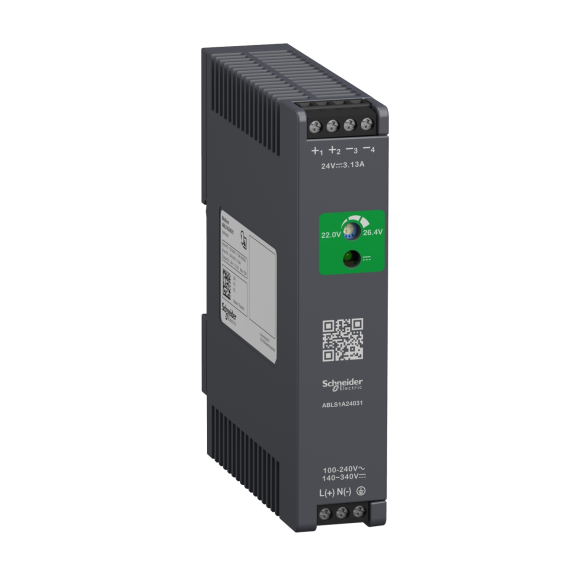 Schneider Electric ABLS1A24031, Phaseo ABL7, 75 W, 3.1 Amper, 24 Volt DC, Ray Tipi Güç Kaynağı, Monofaze 100-240 Volt AC veya 140-340 Volt DC Giriş Gerilimi