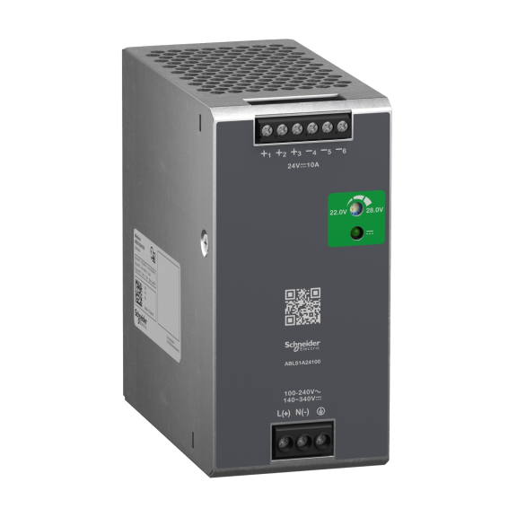 Schneider Electric ABLS1A24100, Phaseo ABL7, 240 W, 10 Amper, 24 Volt DC, Ray Tipi Güç Kaynağı, Monofaze 100-240 Volt AC veya 140-340 Volt DC Giriş Gerilimi