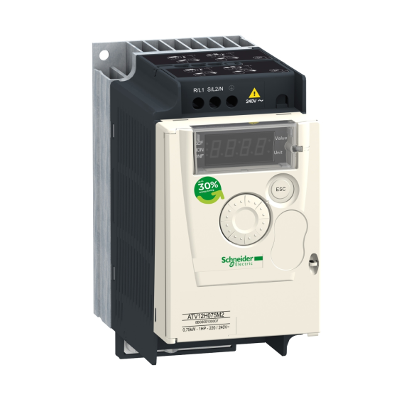 Schneider Electric ATV12H075M2, Altivar 12, 0.75 kW, 4.2 Amper, Hız Kontrol Cihazı, Monofaze 200-240 Volt AC Besleme Gerilimi