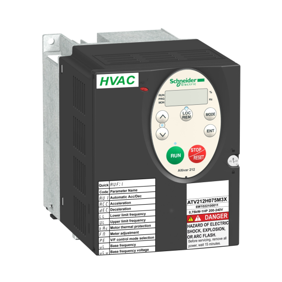 Schneider Electric ATV212H075N4, Altivar 212 HVAC, 0.75 kW, 2.2 Amper, Hız Kontrol Cihazı, Trifaze 380-480 Volt AC