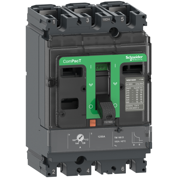 Schneider Electric C10F3TM080, ComPact NSX, 56-80 Amper, 3 Kutuplu, 36 kA, Kompakt Şalter, NSX100F, TM80D