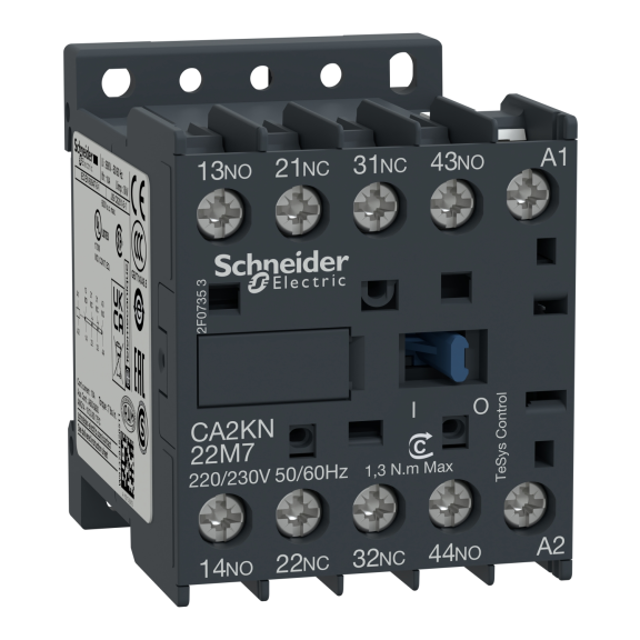 Schneider Electric CA2KN22Q7, TeSys K, 2NA+2NK, Mini Yardımcı Kontaktör, 380-400 Volt AC