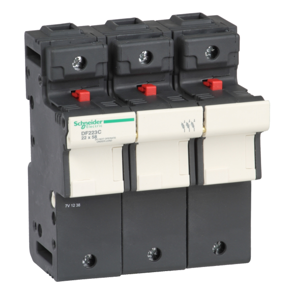 Schneider Electric DF223C, TeSys DF, 125 Amper, 3 Kutuplu, Kartuş Sigorta Yuvası, 22x58mm Sigortalar için