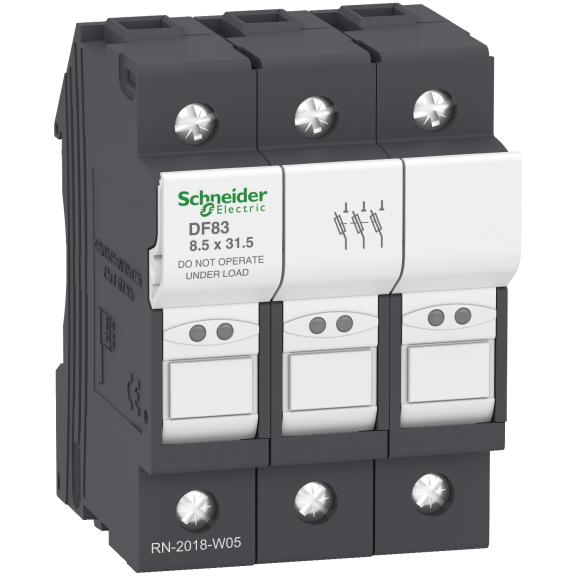 Schneider Electric DF83, TeSys DF, 25 Amper, 3 Kutuplu, Kartuş Sigorta Yuvası, 8.5x31.5mm Sigortalar için