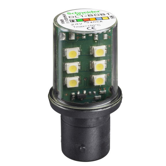 Schneider Electric DL1BDB1, Harmony XVB, Işıklı İkaz Lambaları ve Işıklı Kolonlar için Beyaz Led Ampul, 24 Volt AC/DC