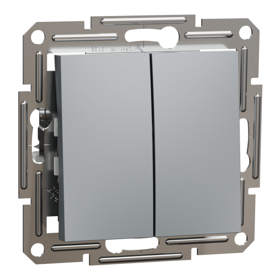 Schneider Electric EPH0600162, Asfora Plus, Çelik, İkili Vavien Anahtar, Çerçevesiz