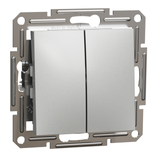 Schneider Electric EPH1100161, Asfora Plus, Alüminyum, İkili Liht Anahtarı, Çerçevesiz