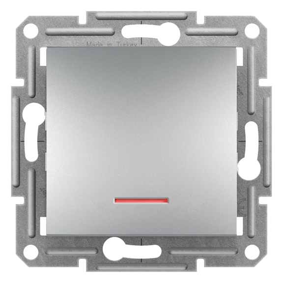Schneider Electric EPH1600161, Asfora Plus, Alüminyum, Liht Anahtarı, Işıklı, Çerçeveli