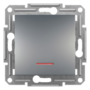 Schneider Electric EPH1600162, Asfora Plus, Çelik, Liht Anahtarı, Işıklı, Çerçeveli