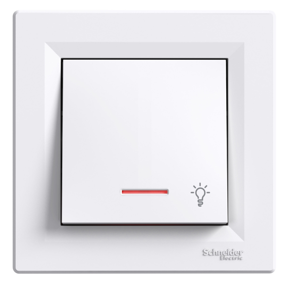 Schneider Electric EPH1800121, Asfora, Beyaz, Liht Anahtarı, Işıklı, Işık İşaretli, Çerçeveli