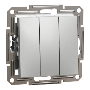 Schneider Electric EPH2100161, Asfora Plus, Alüminyum, Üçlü Anahtar, Çerçevesiz
