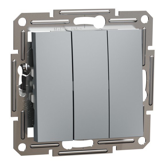 Schneider Electric EPH2100162, Asfora Plus, Çelik, Üçlü Anahtar, Çerçevesiz