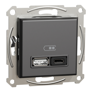 Schneider Electric EPH2700471, Asfora Plus, Antrasit, USB Prizi, 3 Amper, 45 W, İkili, Type A ve C, Çerçeveli