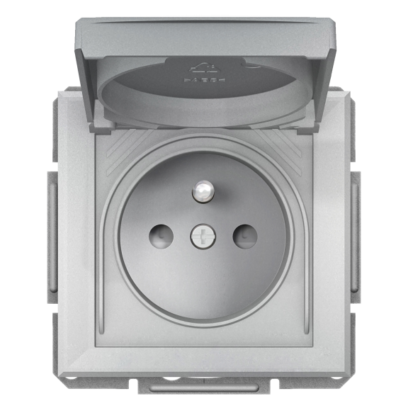 Schneider Electric EPH2800661, Asfora Plus, Alüminyum, UPS Priz, Çocuk Korumalı, Kapaklı, IP44, Çerçeveli
