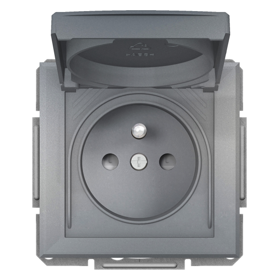 Schneider Electric EPH2800662, Asfora Plus, Çelik, UPS Priz, Çocuk Korumalı, Kapaklı, IP44, Çerçeveli