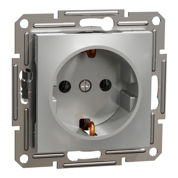 Schneider Electric EPH2900161, Asfora Plus, Alüminyum, Topraklı Priz, Çerçevesiz