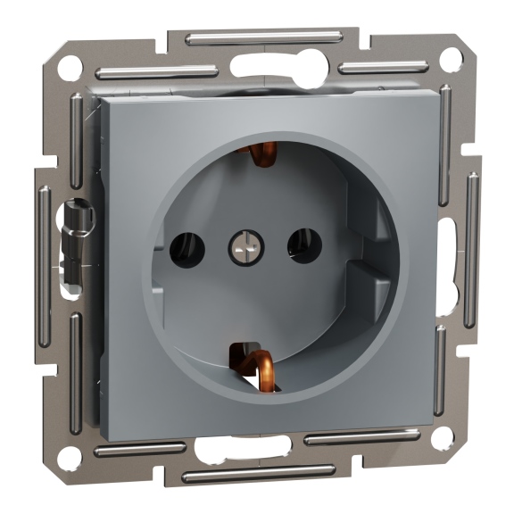 Schneider Electric EPH2900162, Asfora Plus, Çelik, Topraklı Priz, Çerçevesiz